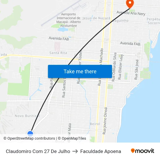 Claudomiro Com 27 De Julho to Faculdade Apoena map