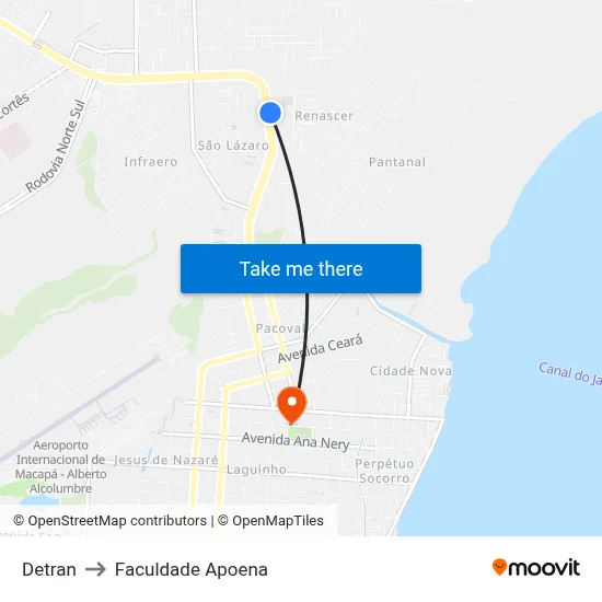 Detran to Faculdade Apoena map