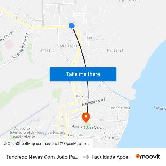 Tancredo Neves Com João Paulo to Faculdade Apoena map
