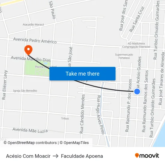 Acésio Com Moacir to Faculdade Apoena map