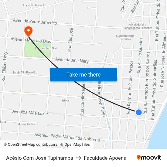Acésio Com José Tupinambá to Faculdade Apoena map