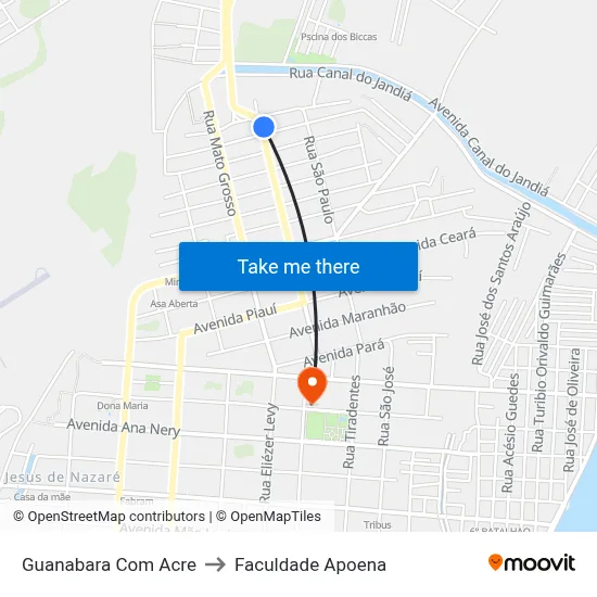 Guanabara Com Acre to Faculdade Apoena map