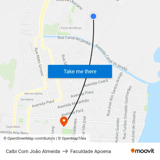 Calbi Com João Almeida to Faculdade Apoena map