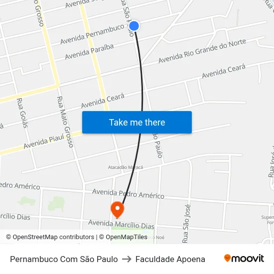 Pernambuco Com São Paulo to Faculdade Apoena map