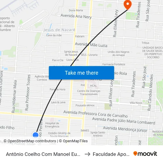 Antônio Coelho Com Manoel Eudóxio to Faculdade Apoena map
