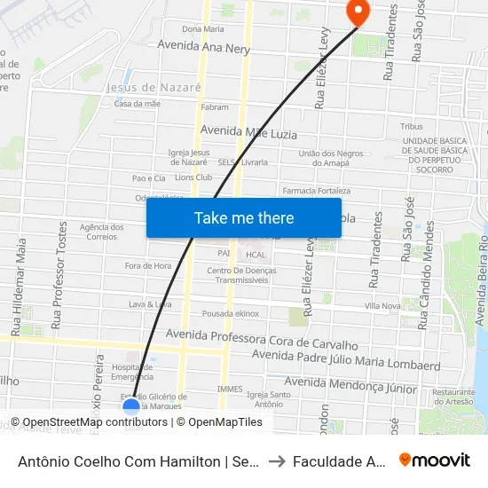 Antônio Coelho Com Hamilton | Sentido Leste to Faculdade Apoena map