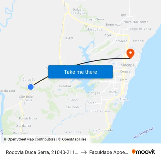 Rodovia Duca Serra, 21040-21118 to Faculdade Apoena map