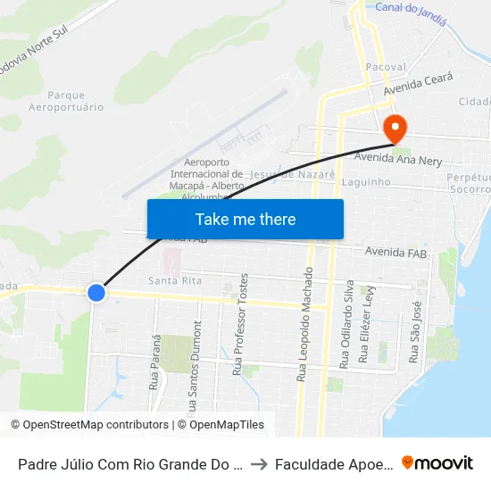 Padre Júlio Com Rio Grande Do Sul to Faculdade Apoena map