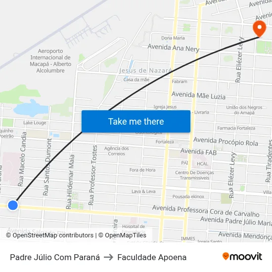 Padre Júlio Com Paraná to Faculdade Apoena map