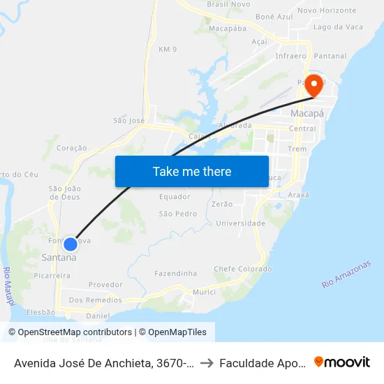 Avenida José De Anchieta, 3670-3816 to Faculdade Apoena map