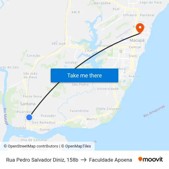 Rua Pedro Salvador Diniz, 158b to Faculdade Apoena map