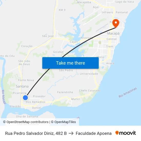Rua Pedro Salvador Diniz, 482 B to Faculdade Apoena map