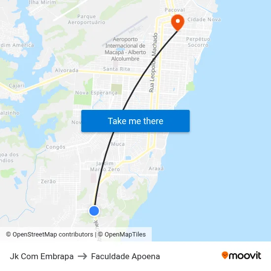 Jk Com Embrapa to Faculdade Apoena map