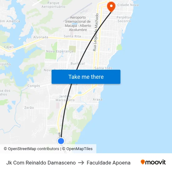 Jk Com Reinaldo Damasceno to Faculdade Apoena map