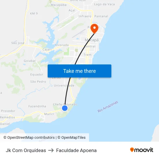 Jk Com Orquídeas to Faculdade Apoena map
