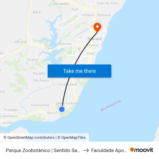 Parque Zoobotânico | Sentido Santana to Faculdade Apoena map