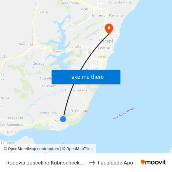 Rodovia Juscelino Kubitscheck, 7967 to Faculdade Apoena map