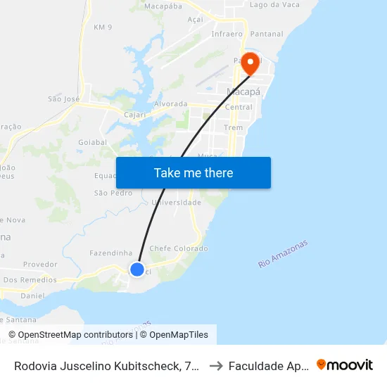 Rodovia Juscelino Kubitscheck, 7989-7995 to Faculdade Apoena map