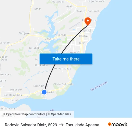 Rodovia Salvador Diniz, 8029 to Faculdade Apoena map