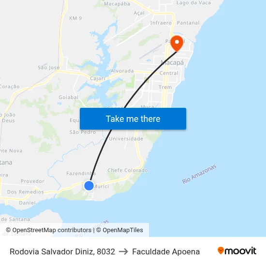 Rodovia Salvador Diniz, 8032 to Faculdade Apoena map