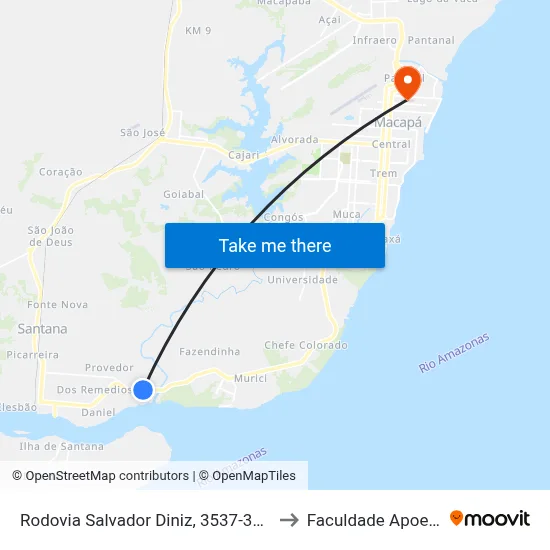 Rodovia Salvador Diniz, 3537-3629 to Faculdade Apoena map