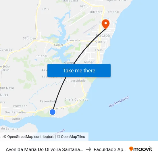 Avenida Maria De Oliveira Santana, 299-595 to Faculdade Apoena map