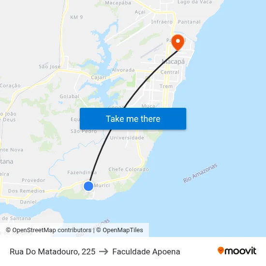 Rua Do Matadouro, 225 to Faculdade Apoena map
