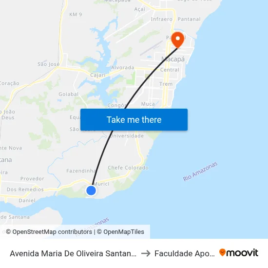 Avenida Maria De Oliveira Santana, 218 to Faculdade Apoena map