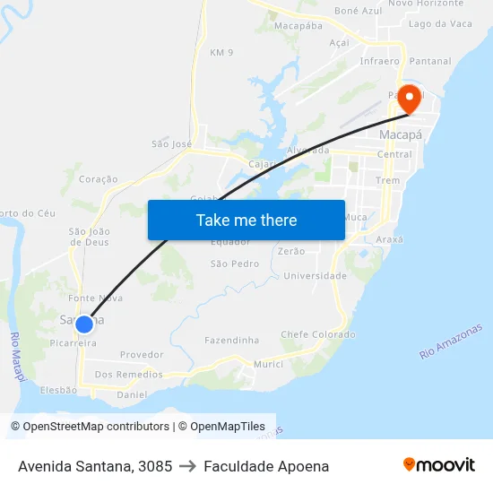 Avenida Santana, 3085 to Faculdade Apoena map
