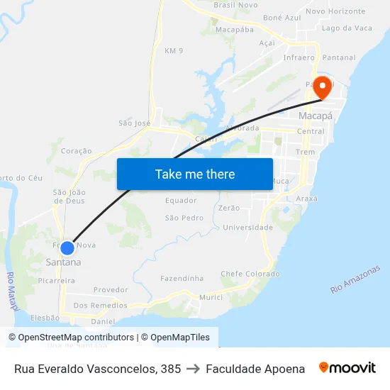 Rua Everaldo Vasconcelos, 385 to Faculdade Apoena map