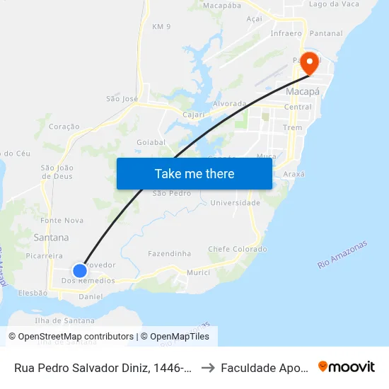 Rua Pedro Salvador Diniz, 1446-1550 to Faculdade Apoena map