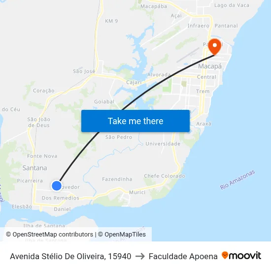 Avenida Stélio De Oliveira, 15940 to Faculdade Apoena map