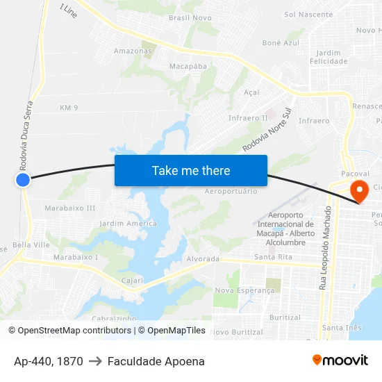 Ap-440, 1870 to Faculdade Apoena map