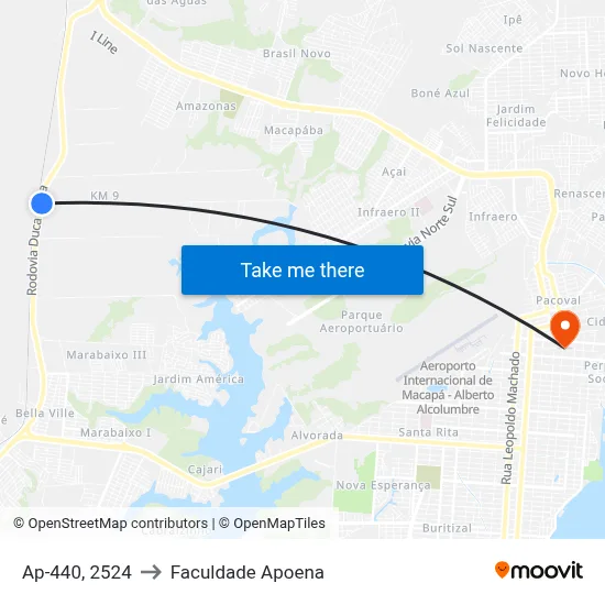 Ap-440, 2524 to Faculdade Apoena map