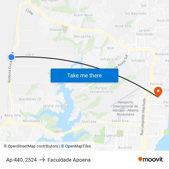 Ap-440, 2524 to Faculdade Apoena map