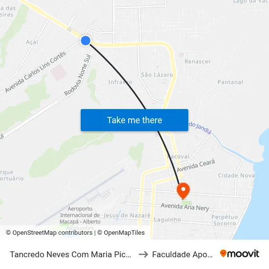 Tancredo Neves Com Maria Picanço to Faculdade Apoena map