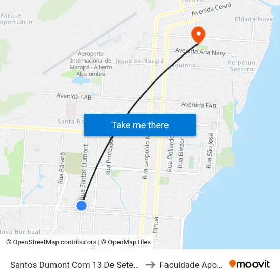Santos Dumont Com 13 De Setembro to Faculdade Apoena map