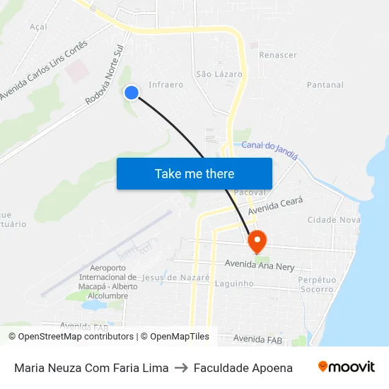Maria Neuza Com Faria Lima to Faculdade Apoena map
