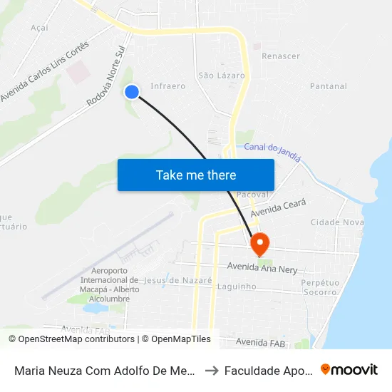 Maria Neuza Com Adolfo De Menezes to Faculdade Apoena map