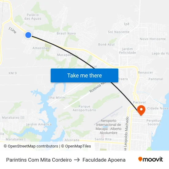 Parintins Com Mita Cordeiro to Faculdade Apoena map