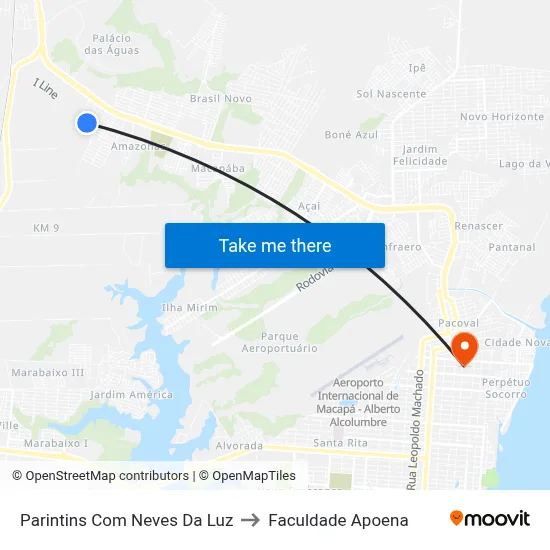 Parintins Com Neves Da Luz to Faculdade Apoena map