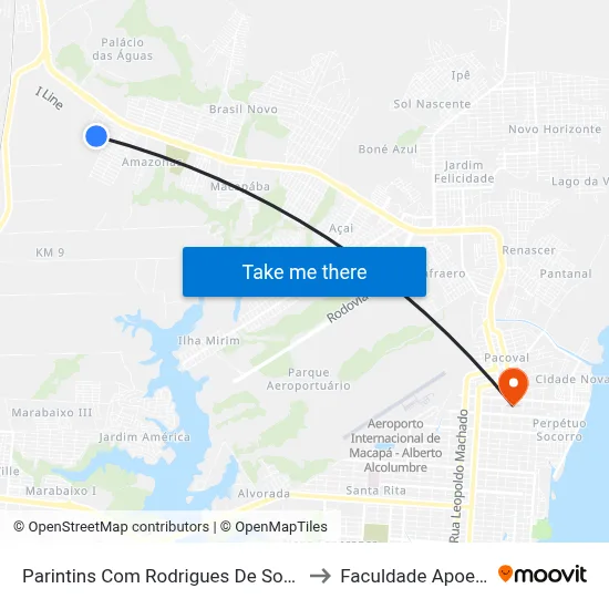 Parintins Com Rodrigues De Souza to Faculdade Apoena map