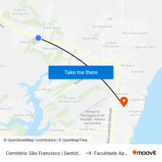 Cemitério São Francisco | Sentido Oeste to Faculdade Apoena map