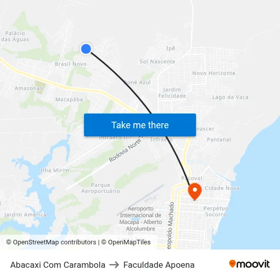Abacaxi Com Carambola to Faculdade Apoena map