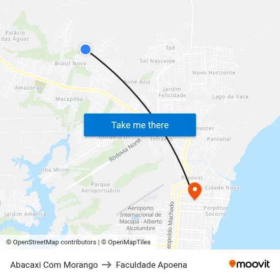 Abacaxi Com Morango to Faculdade Apoena map