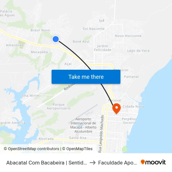 Abacatal Com Bacabeira | Sentido Sul to Faculdade Apoena map