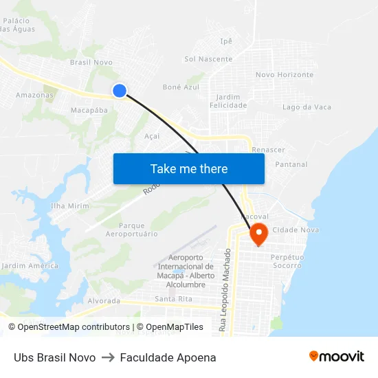Ubs Brasil Novo to Faculdade Apoena map