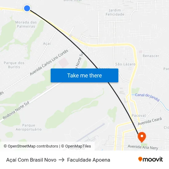 Açaí Com Brasil Novo to Faculdade Apoena map