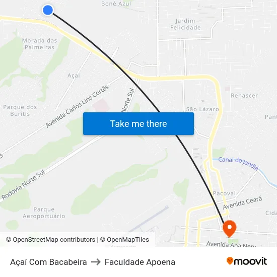 Açaí Com Bacabeira to Faculdade Apoena map