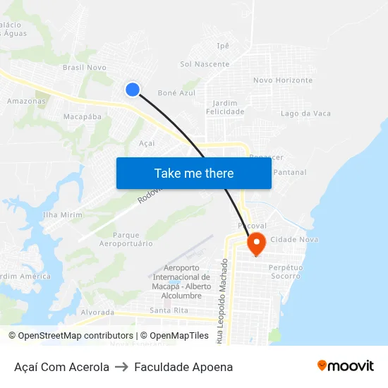 Açaí Com Acerola to Faculdade Apoena map